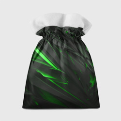 Мешок с принтом Черные объекты в зеленым свечением для любого человека, вид сзади №1. Цвет основы: белый