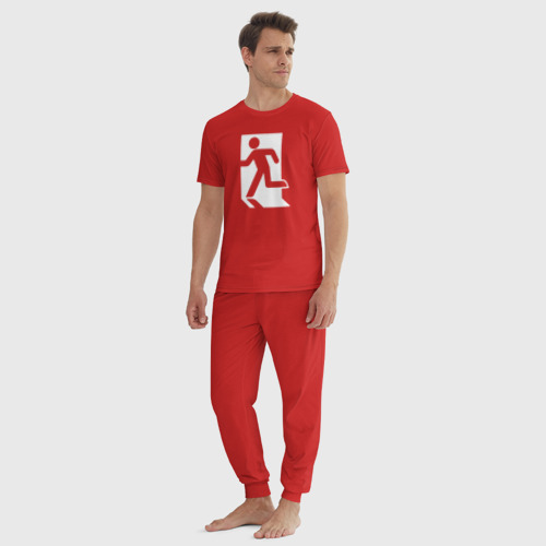 Мужская пижама хлопок Аварийный выход, цвет красный - фото 5