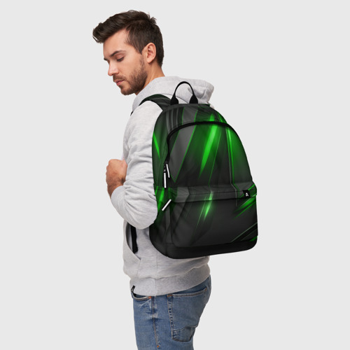 Рюкзак 3D Черные пластины с зеленым свечением - фото 3