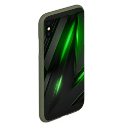 Чехол для iPhone XS Max матовый Черные пластины с зеленым свечением - фото 2