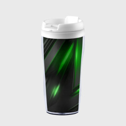 Термокружка-непроливайка Черные пластины с зеленым свечением