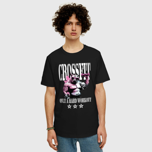 Мужская футболка хлопок Oversize с принтом Кроссфит и пауэрлифтинг, фото на моделе #1