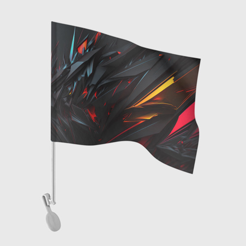 Флаг для автомобиля с принтом Объемные темные пластины, вид спереди №1