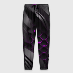 Мужские брюки 3D Черные объекты с фиолетовой сеткой