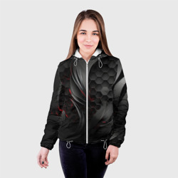 Женская куртка 3D Черные абстрактные плиты - фото 2