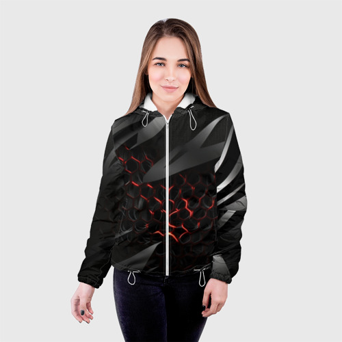 Женская куртка 3D Black and red abstract, цвет белый - фото 3