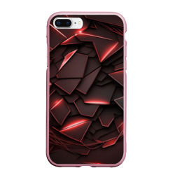 Чехол для iPhone 7Plus/8 Plus матовый Красные элементы с неоновым свечением