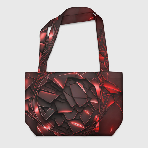 Пляжная сумка 3D Красные элементы с неоновым свечением - фото 2