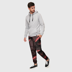 Мужские брюки 3D Красные элементы с неоновым свечением - фото 2