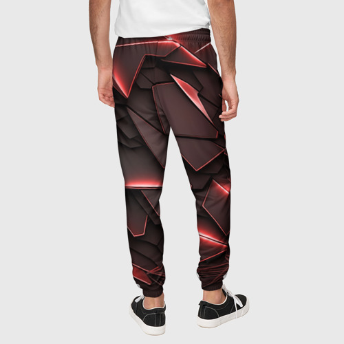Мужские брюки 3D Красные элементы с неоновым свечением, цвет 3D печать - фото 5