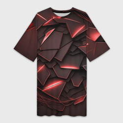 Платье-футболка 3D Красные элементы с неоновым свечением