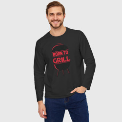 Мужской лонгслив oversize хлопок Born to grill - фото 2