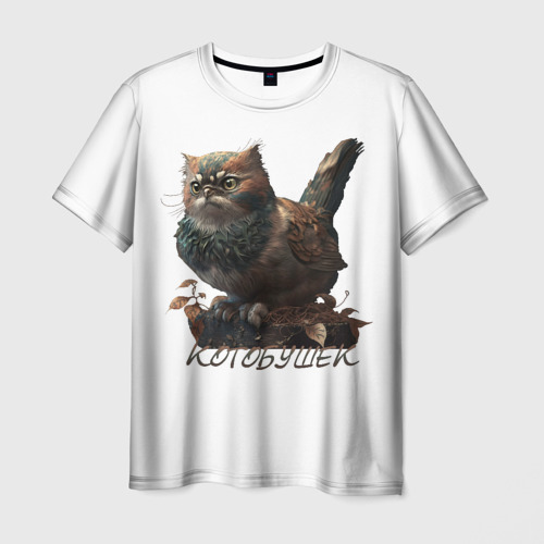 Мужская футболка 3D с принтом Котобушек мем, вид спереди #2