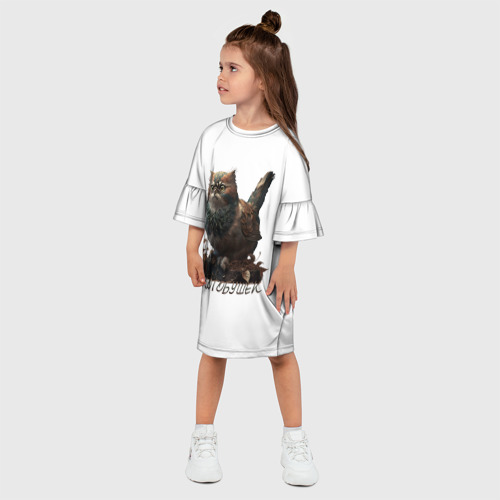 Детское платье 3D с принтом Котобушек мем, фото на моделе #1