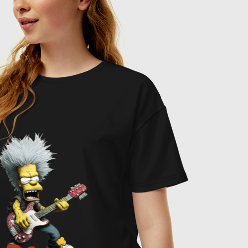 Женская футболка хлопок Oversize Rock Simpsons   style, цвет черный - фото 3