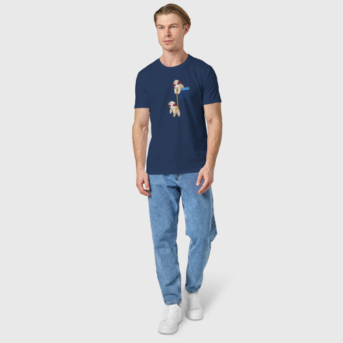 Мужская футболка хлопок с принтом Карманные ленивцы, вид сбоку #3