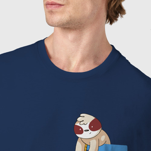 Мужская футболка хлопок с принтом Карманные ленивцы, фото #4