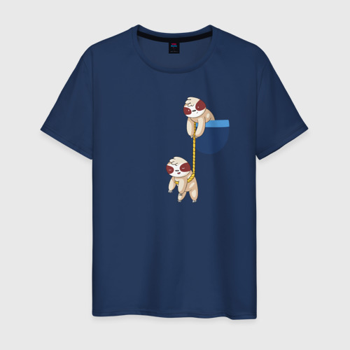 Мужская футболка хлопок с принтом Карманные ленивцы, вид спереди #2