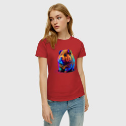 Женская футболка хлопок Разноцветный хомяк в стиле Synthwave - фото 2