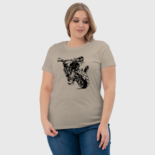 Женская футболка хлопок с принтом Мотоцикл силуэт, фото #4