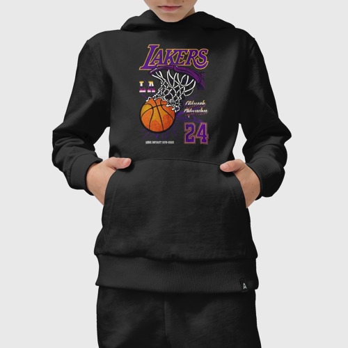 Детский костюм с толстовкой хлопок с принтом LA Lakers Kobe, вид сбоку #3