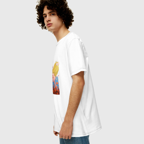 Мужская футболка хлопок Oversize с принтом Русалка в стакане воды, вид сбоку #3