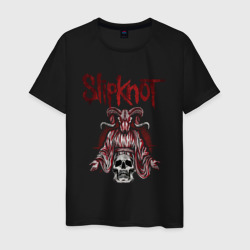 Мужская футболка хлопок Slipknot рогатый череп