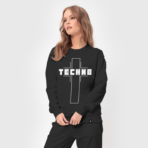 Женский костюм хлопок Techno крест, цвет черный - фото 5