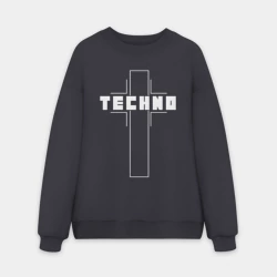 Мужской свитшот oversize без начеса хлопок Techno крест