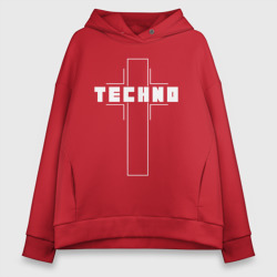 Женское худи Oversize хлопок Techno крест