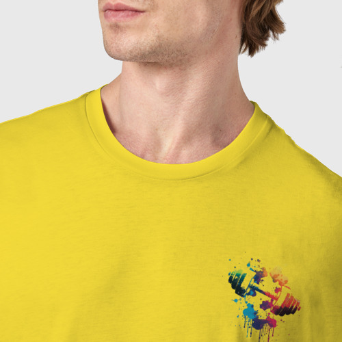 Мужская футболка хлопок Уменьшенная гантеля, цвет желтый - фото 6