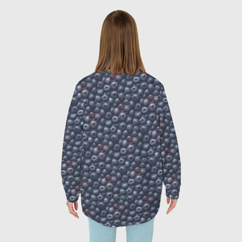 Женская рубашка oversize 3D с принтом Сочная текстура из черники, вид сзади #2