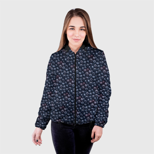 Женская куртка 3D Сочная текстура из черники, цвет черный - фото 3