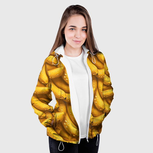Женская куртка 3D Сочная текстура из бананов, цвет белый - фото 4