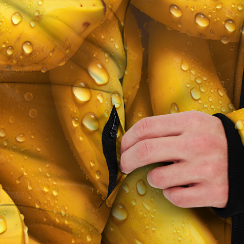Мужская зимняя куртка 3D Сочная текстура из бананов, цвет черный - фото 6