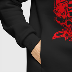 Худи с принтом Five Finger Death Punch череп для женщины, вид на модели спереди №6. Цвет основы: черный