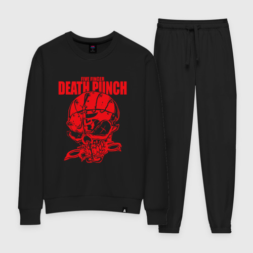 Женский костюм хлопок с принтом Five Finger Death Punch череп, вид спереди #2