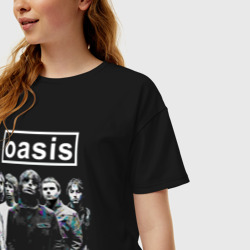 Женская футболка хлопок Oversize Oasis рок группа - фото 2