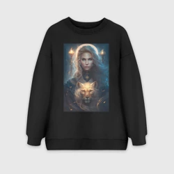 Женский свитшот oversize без начеса хлопок Знаки Зодиака - Лев