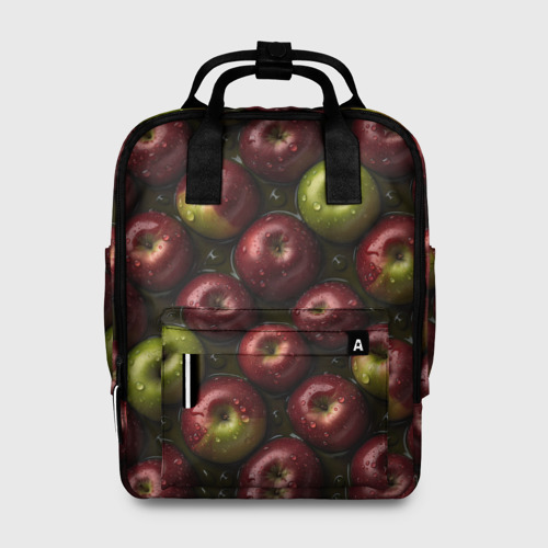 Женский рюкзак 3D с принтом Сочная текстура из яблок, вид спереди #2