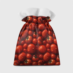 Мешок с принтом Сочная текстура из томатов для любого человека, вид сзади №1. Цвет основы: белый