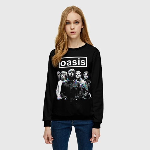 Женский свитшот 3D с принтом Oasis группа, фото на моделе #1