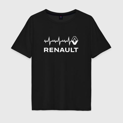 Мужская футболка хлопок Oversize с принтом Renault в сердце, вид спереди #2