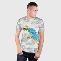 Мужская футболка 3D Slim Попугай на сером фоне - фото 2