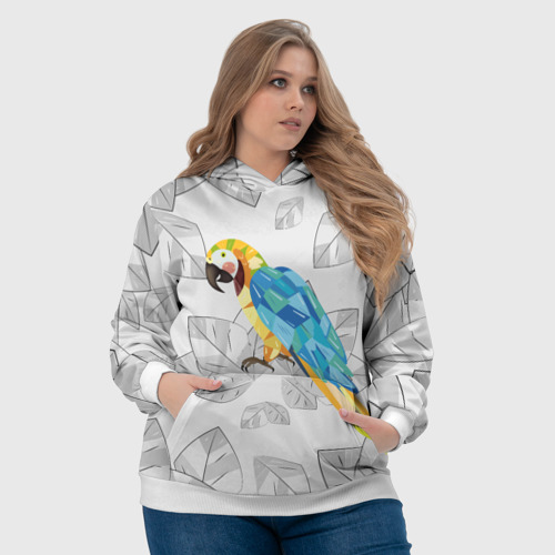 Женская толстовка 3D Попугай на сером фоне, цвет 3D печать - фото 6