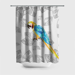 Штора 3D для ванной Попугай на сером фоне
