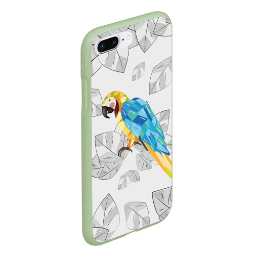 Чехол для iPhone 7Plus/8 Plus матовый Попугай на сером фоне, цвет салатовый - фото 3