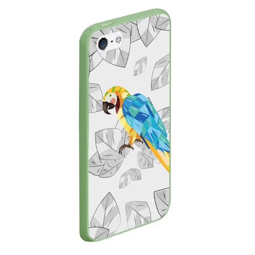 Чехол для iPhone 5/5S матовый Попугай на сером фоне, цвет салатовый - фото 3