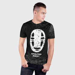 Мужская футболка 3D Slim Spirited Away с потертостями на темном фоне - фото 2