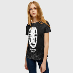 Женская футболка 3D Spirited Away с потертостями на темном фоне - фото 2